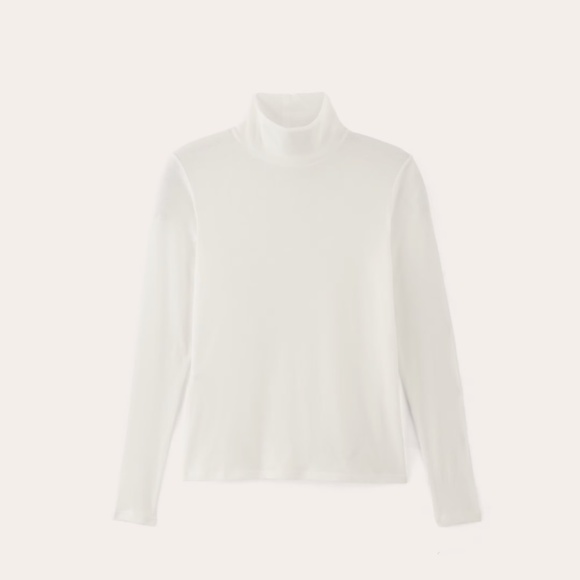 everlane turtleneck long-sleeve t-shirt - white, size s - Picture 2 of 7